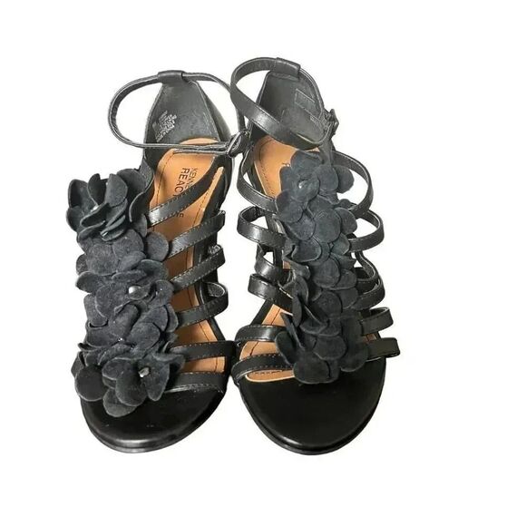 🌸 Kenneth Cole Reaction Know Show Black Leather Heels Size 6M‎ 🌸 - Picture 1 of 9